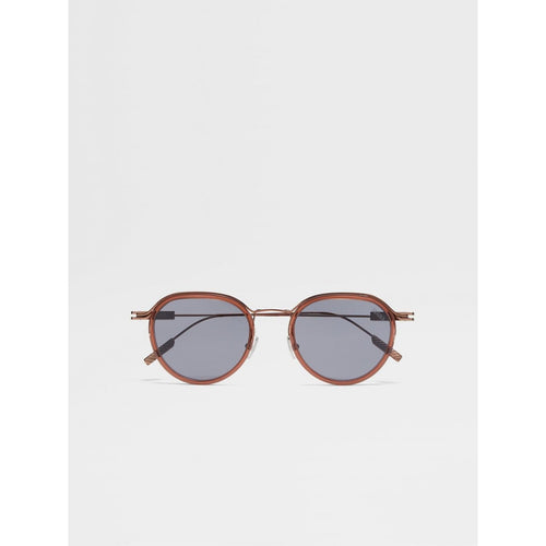 Load image into Gallery viewer, ZEGNA TRANSPARENT BROWN ACETATE AND METAL SUNGLASSES
