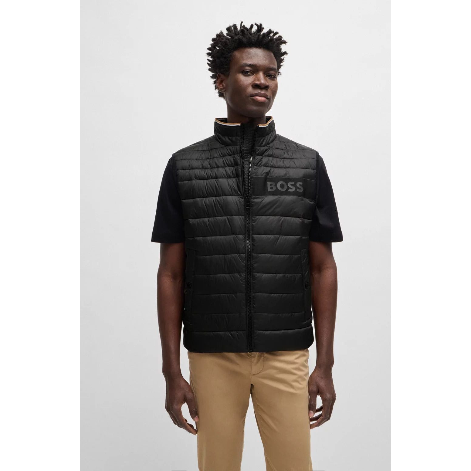 BOSS WATER-REPELLENT GILET WITH 3D-LOGO TAPE