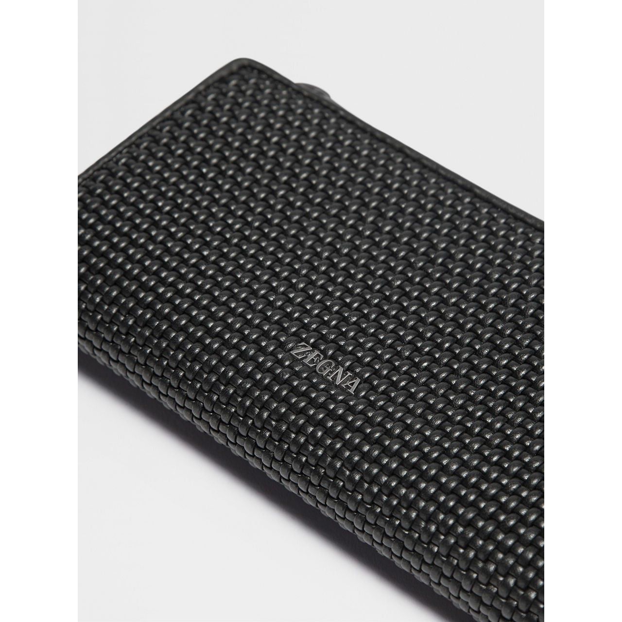 ZEGNA BLACK PELLETESSUTA™ LEATHER CONTINENTAL PHONE WALLET