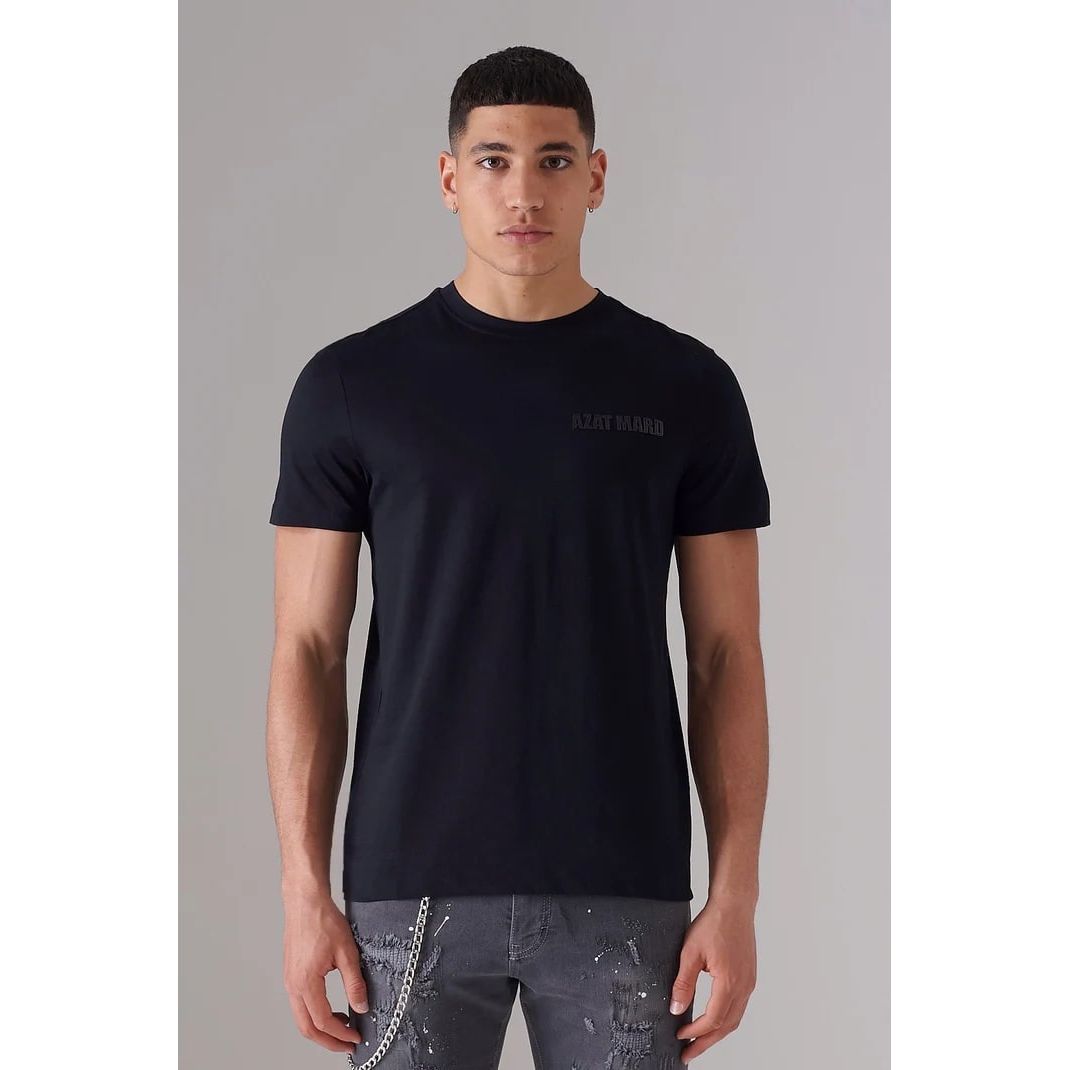 AZAT MARD GRAPHITE MERCERISED T-SHIRT WITH WHITE ORGANIC LEATHER LOGO