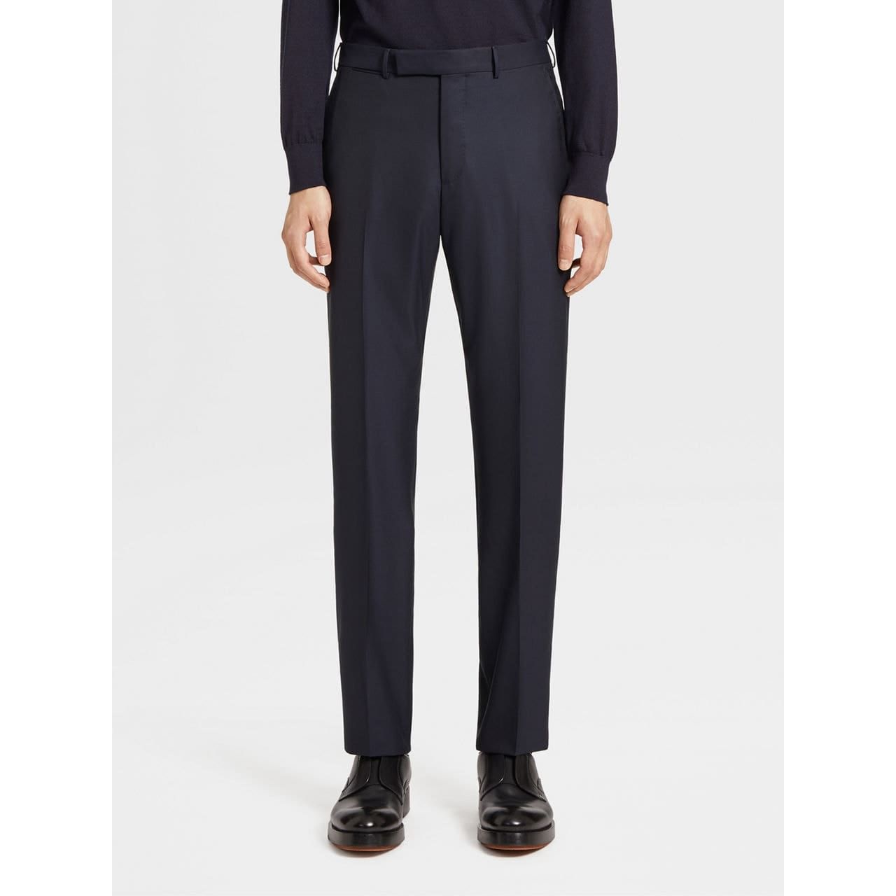 ZEGNA NAVY BLUE 15MILMIL15 WOOL PANTS