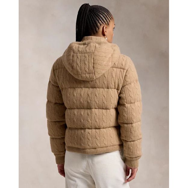 RALPH LAUREN Cable-Knit Hooded Down Coat