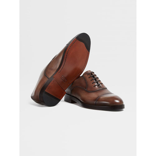 Load image into Gallery viewer, ZEGNA LIGHT BROWN LEATHER TORINO OXFORD SHOES
