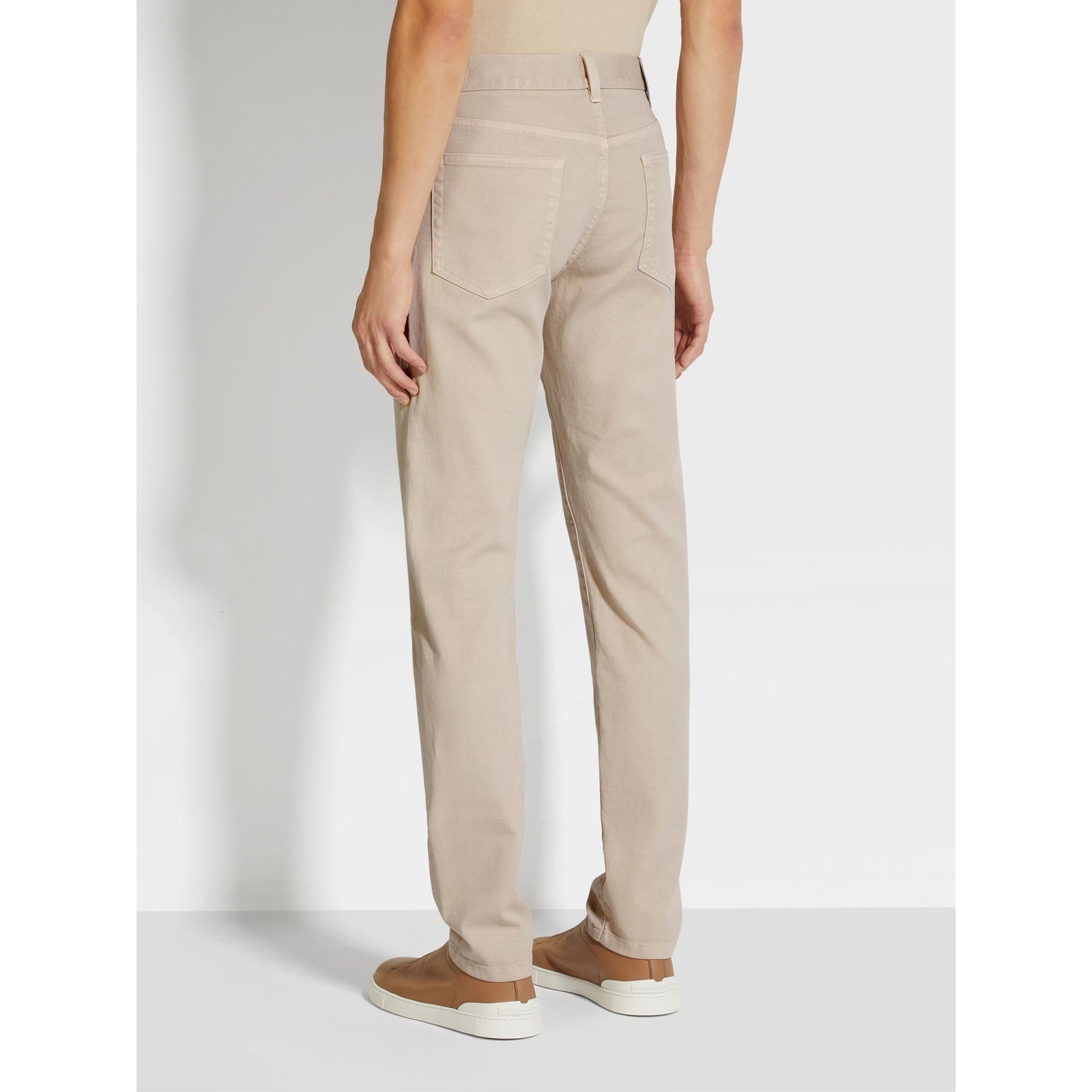 ZEGNA LIGHT BEIGE STRETCH COTTON ROCCIA JEANS