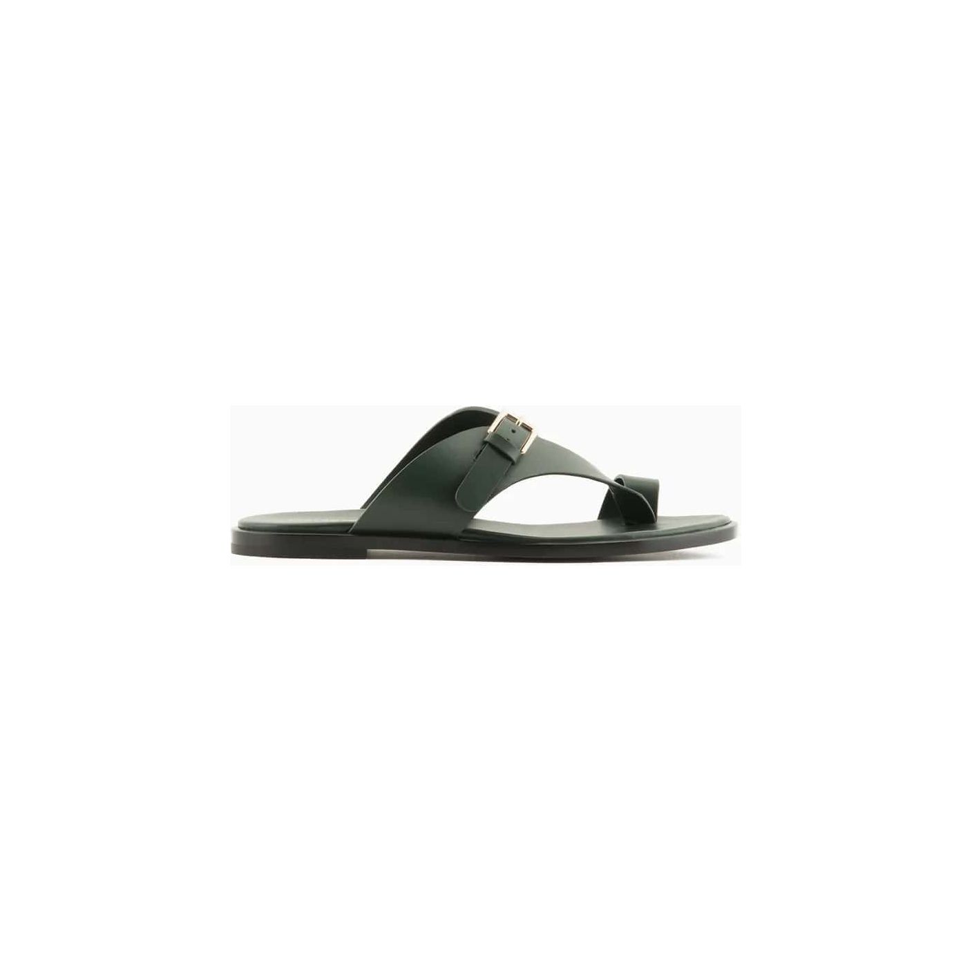 EMPORIO ARMANI LEATHER FLIP-FLOP SANDALS WITH BUCKLE