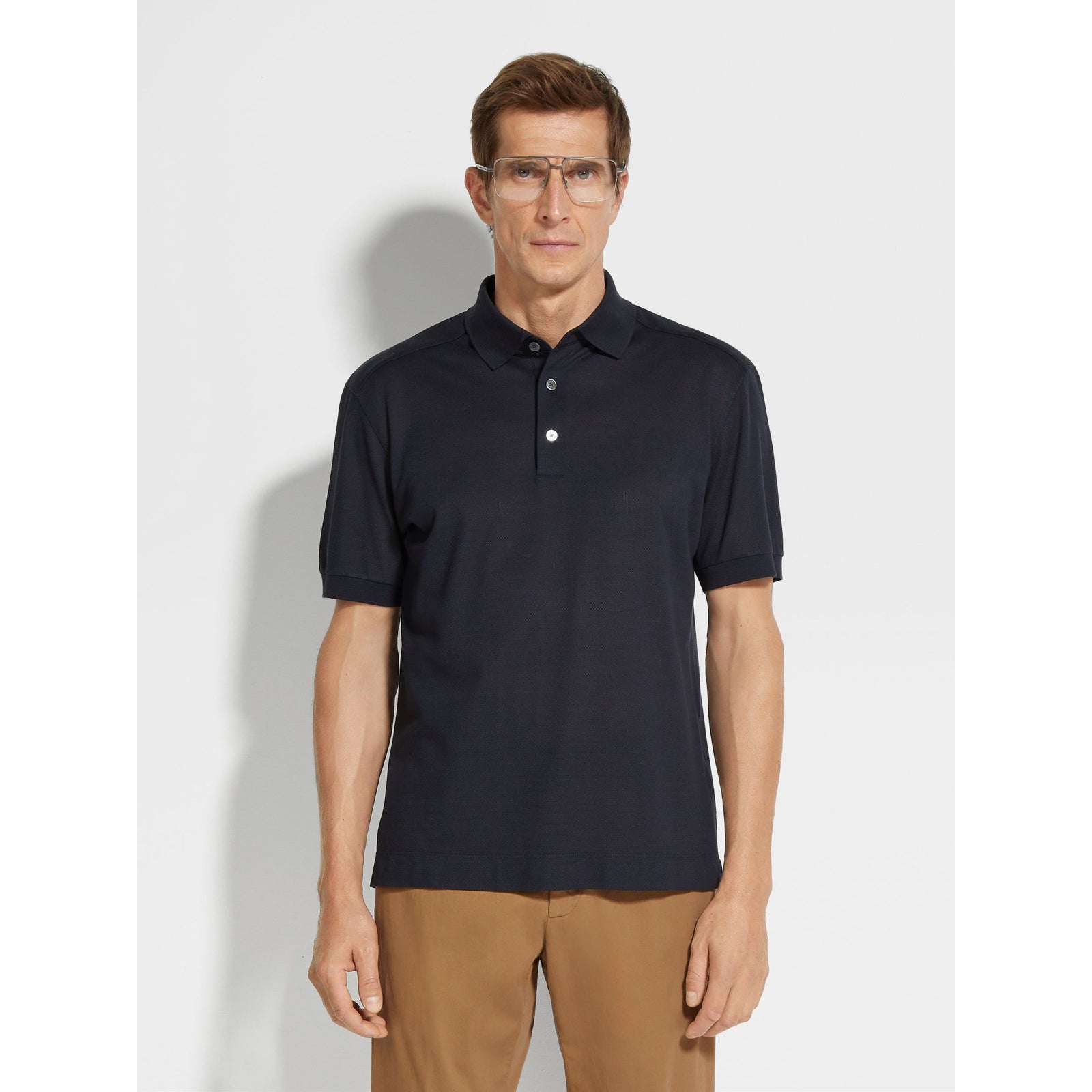 ZEGNA COTTON AND SILK POLO SHIRT