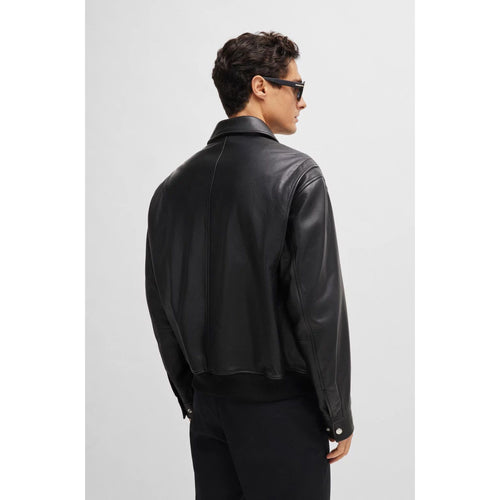 Load image into Gallery viewer, BOSS REGULAR-FIT JACKET IN SOFT LEATHER WITH STAND COLLAR
