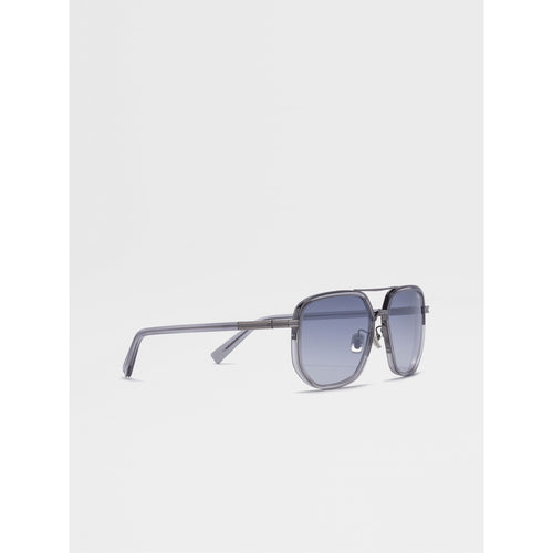 Load image into Gallery viewer, ZEGNA DARK RUTHENIUM ACETATE AND METAL SUNGLASSES
