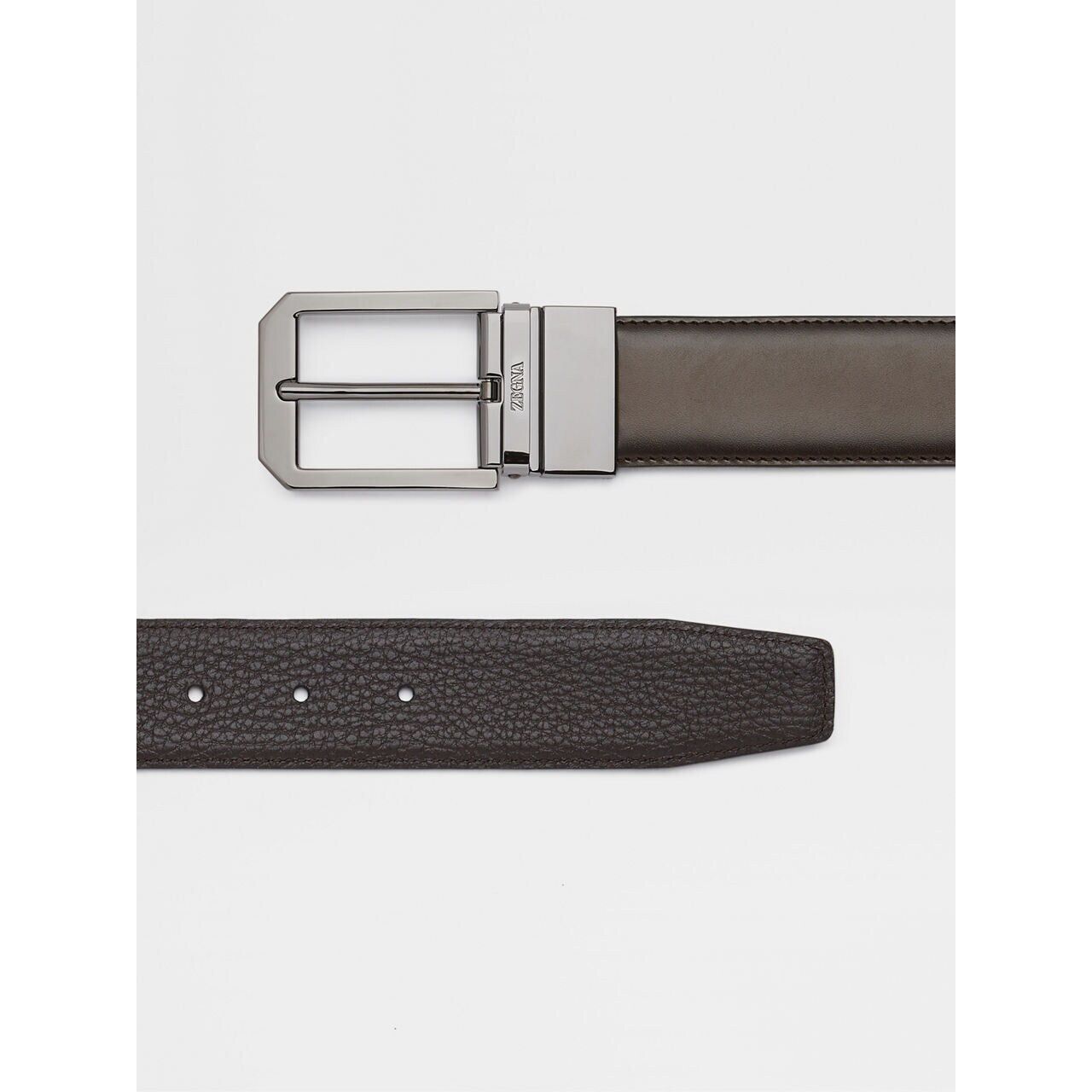 ZEGNA DARK BROWN LEATHER REVERSIBLE BELT