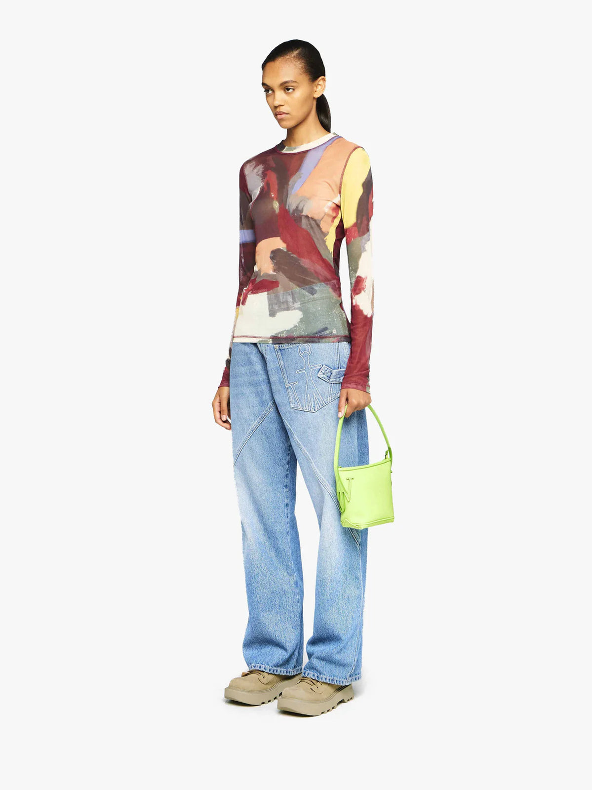 JW Anderson 'ABSTRACT' PRINT - SHEER LONG SLEEVE TOP