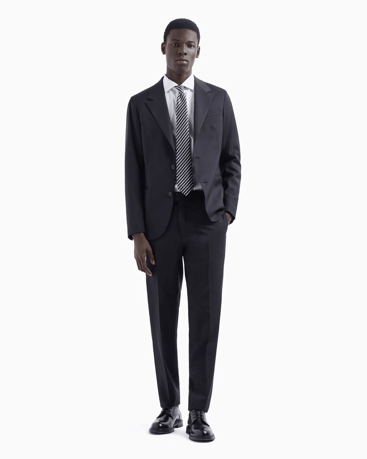 EMPORIO ARMANI Slim-fit, single-breasted suit in natural, tropical, stretch light wool