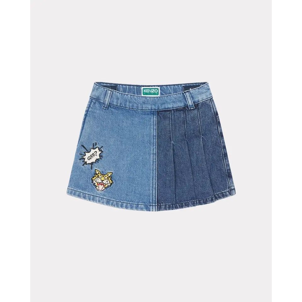 KENZO KIDS "CAMPUS" EMBROIDERED DENIM SKIRT - Yooto