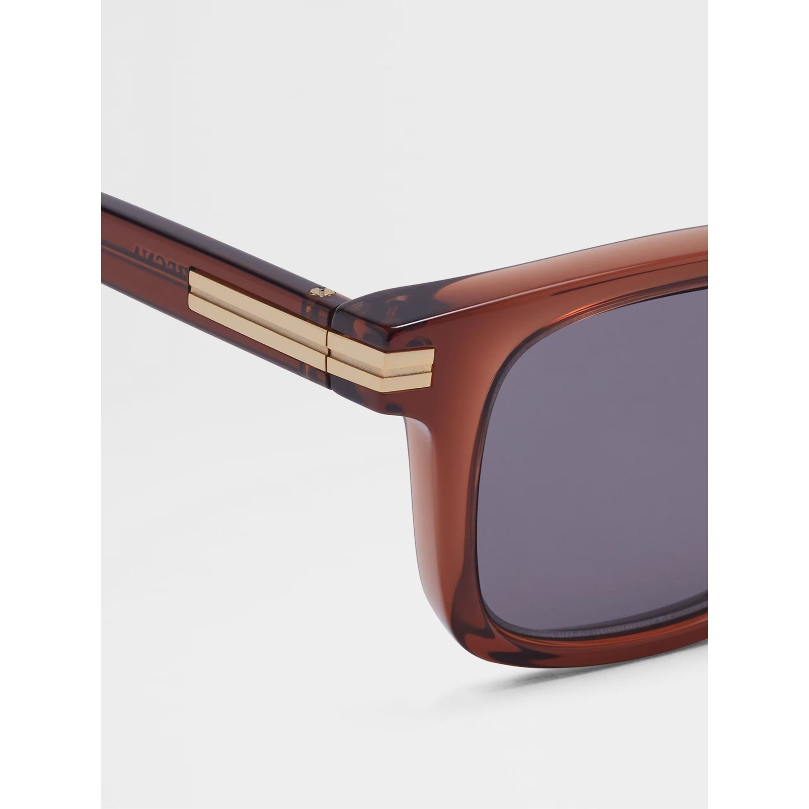 ZEGNA TRANSPARENT BROWN ACETATE SUNGLASSES