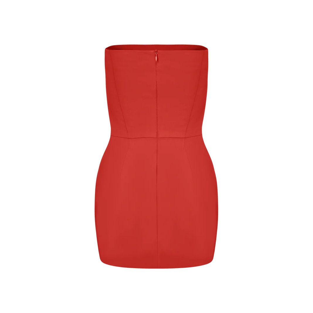 Antheia Wool Mini Corset Dress in Red