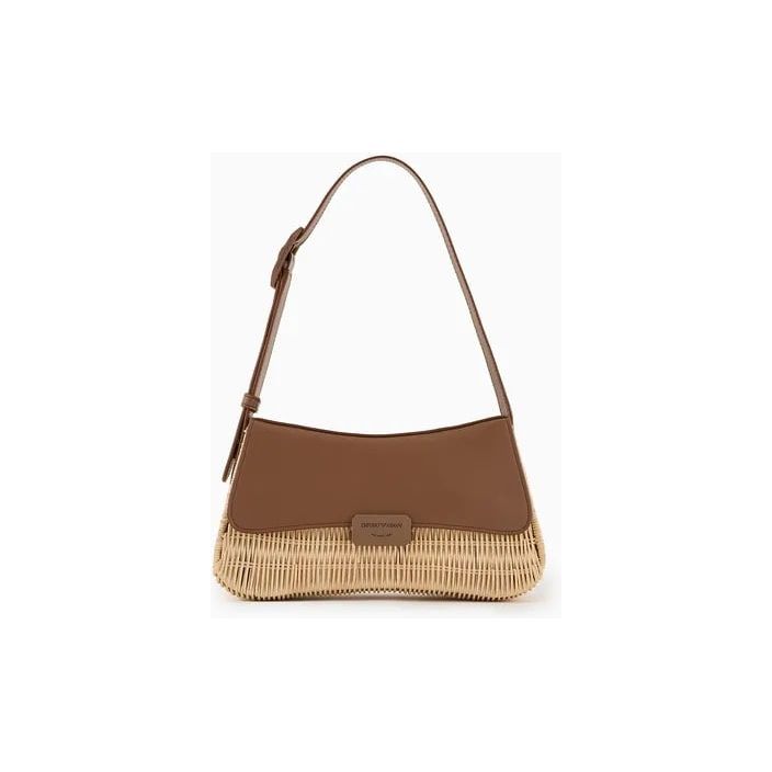 EMPORIO ARMANI WICKER BAGUETTE SHOULDER BAG