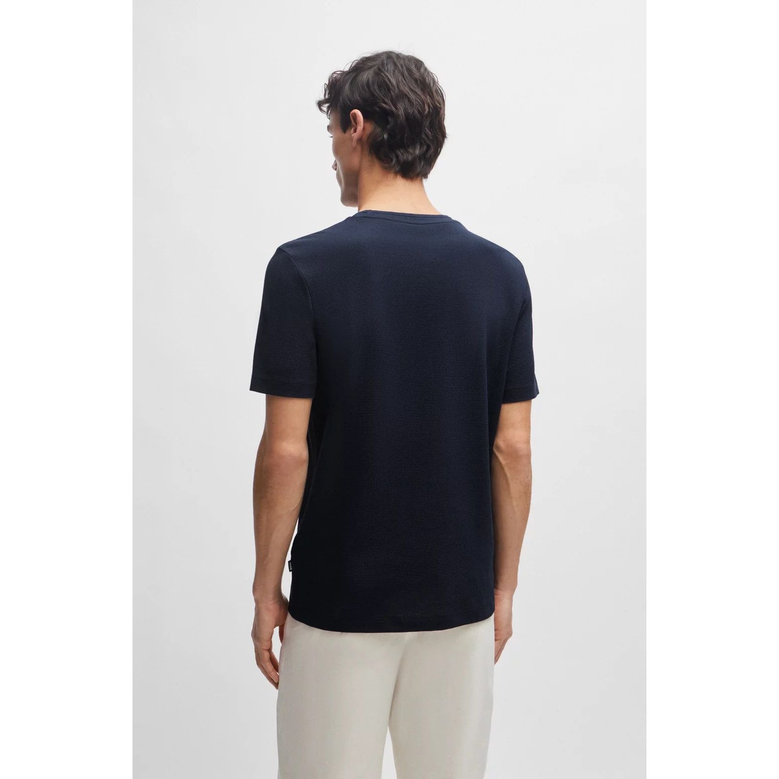 BOSS COTTON-BLEND T-SHIRT WITH BUBBLE-JACQUARD STRUCTURE