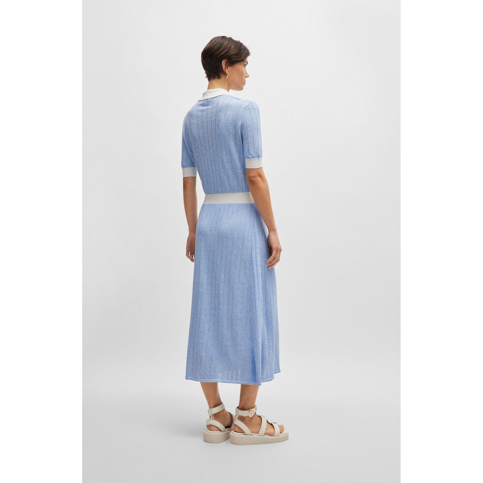 BOSS LINEN BLEND DRESS WITH BUTTON CLOSURE - Yooto