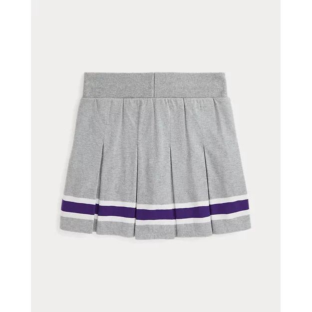 RALPH LAUREN Striped Pleated Cotton Jersey Skort