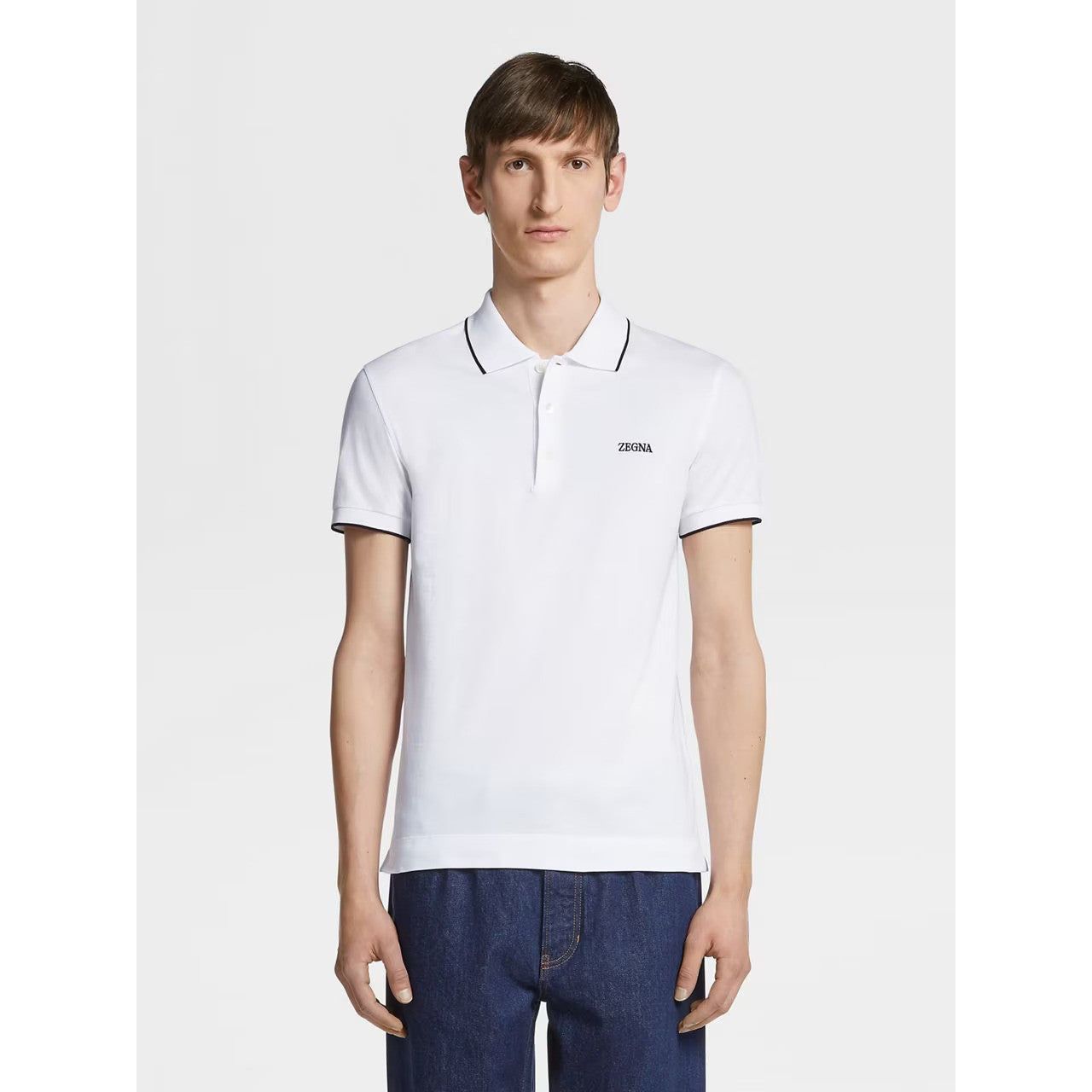 ZEGNA STRETCH COTTON POLO SHIRT