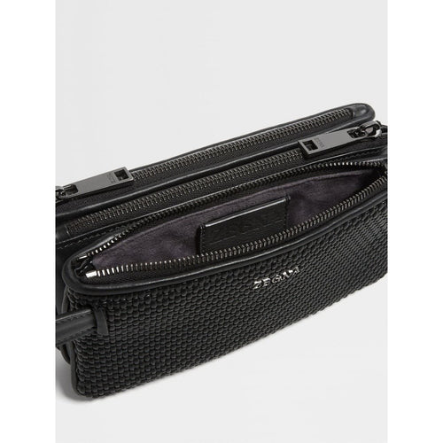 Load image into Gallery viewer, ZEGNA BLACK PELLETESSUTA™ LEATHER TRIPLE ZIP POUCH
