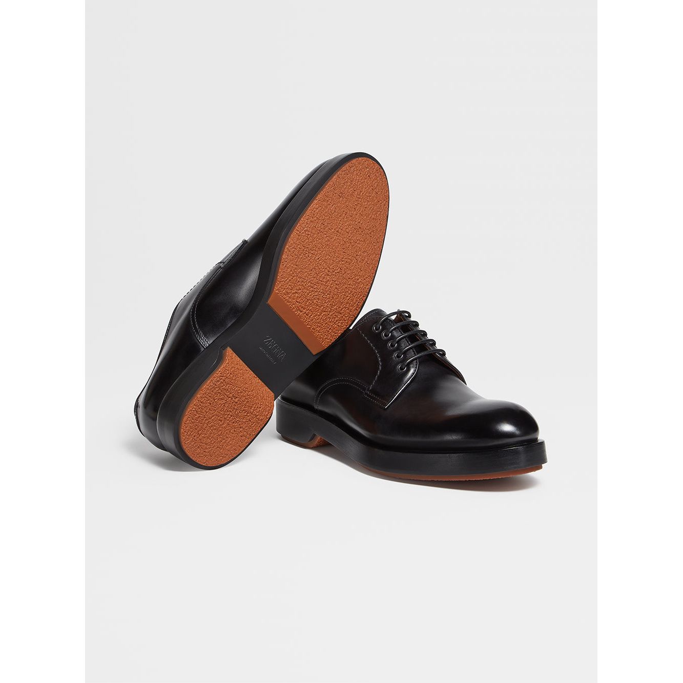 ZEGNA Black Hand-buffed Leather Udine Derby