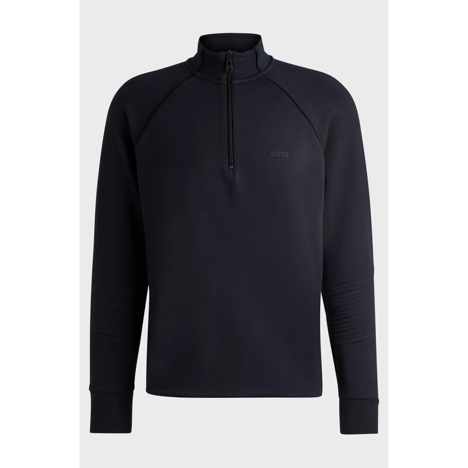 BOSS STRETCH-COTTON ZIP-NECK SWEATSHIRT WITH EMBOSSED ARTWORK