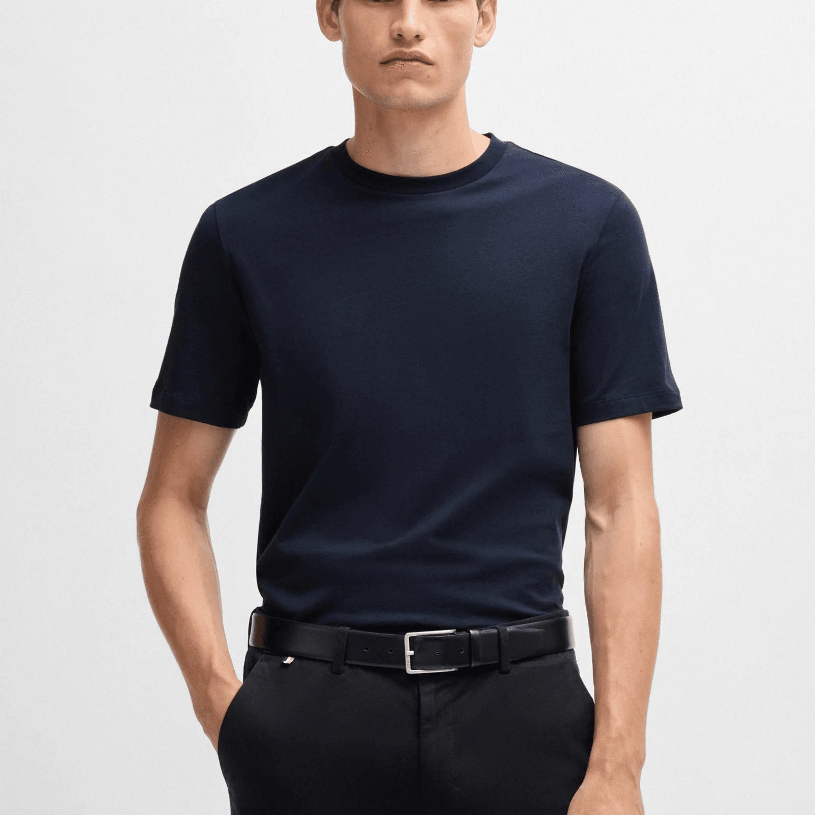 BOSS Cotton-jersey regular-fit T-shirt with ribbed collar