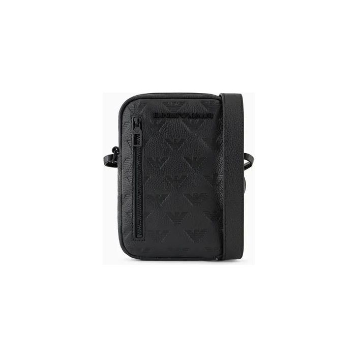 EMPORIO ARMANI LEATHER TECH CASE WITH SHOULDER STRAP WITH ALL-OVER EMBOSSED EAGLE - Yooto