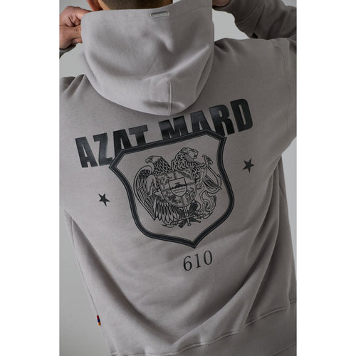 Load image into Gallery viewer, AZAT MARD GREY CREST HOODIE
