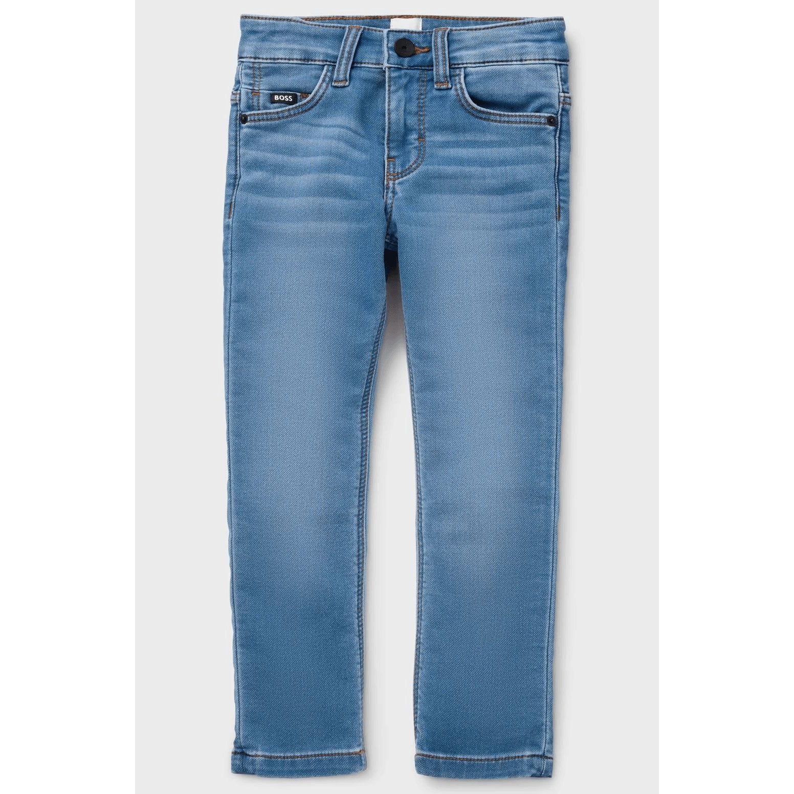 BOSS KIDS' SLIM-FIT JEANS IN BLUE STRETCH DENIM