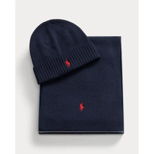 Load image into Gallery viewer, RALPH LAUREN Merino Wool Beanie &amp; Scarf Gift Set
