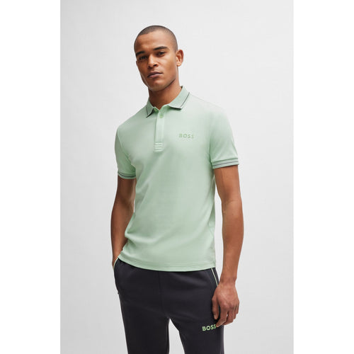 Load image into Gallery viewer, BOSS INTERLOCK-COTTON SLIM-FIT POLO SHIRT WITH MESH LOGO - Yooto
