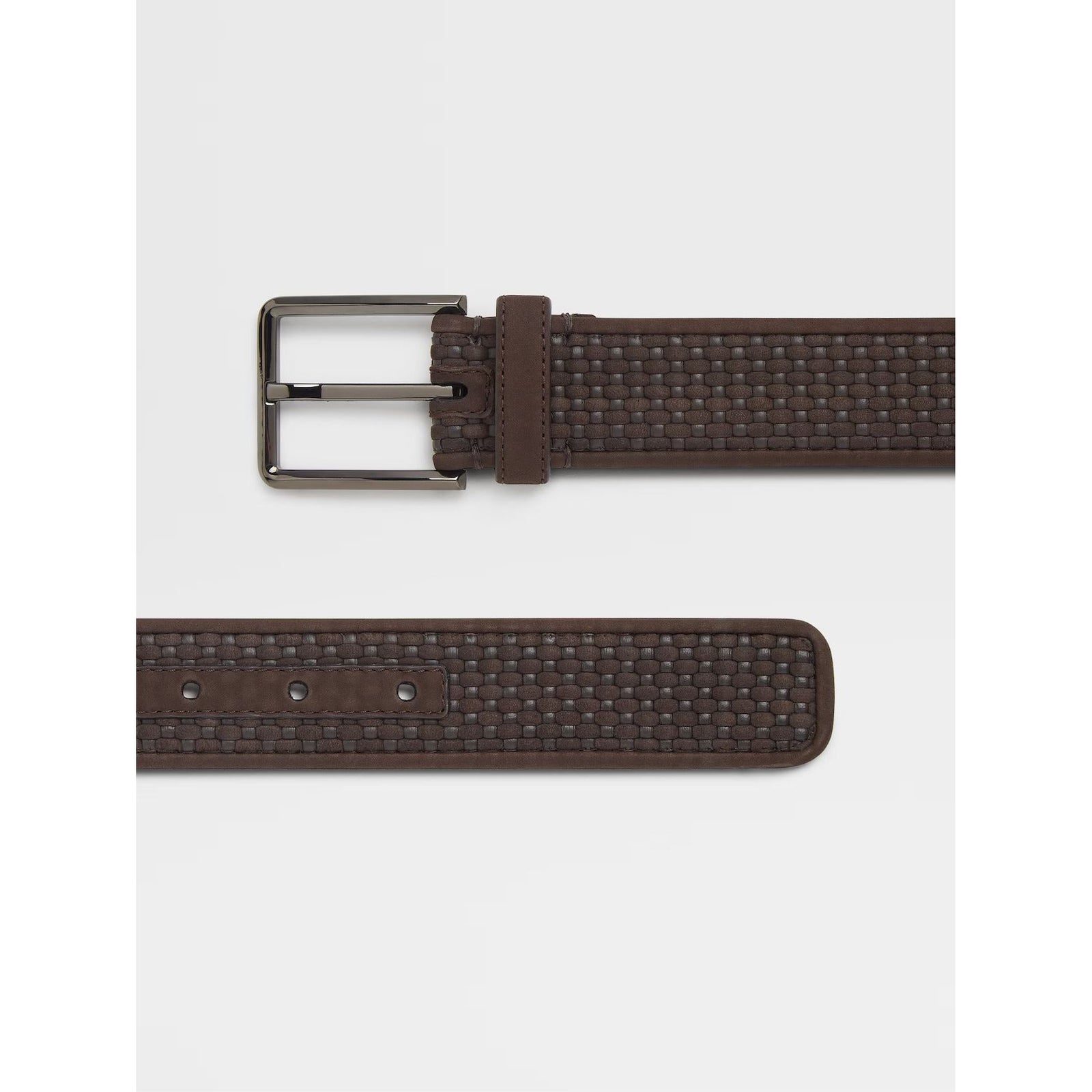 ZEGNA Dark Brown PELLETESSUTA™ Leather Belt