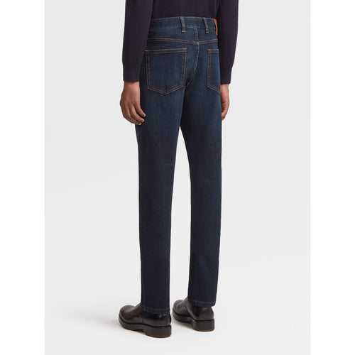 Load image into Gallery viewer, ZEGNA DARK BLUE STONE WASH COMFORT COTTON 5-POCKET JEANS
