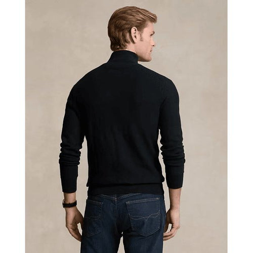 Load image into Gallery viewer, RALPH LAUREN Mesh-Knit Cotton Quarter-Zip Jumper
