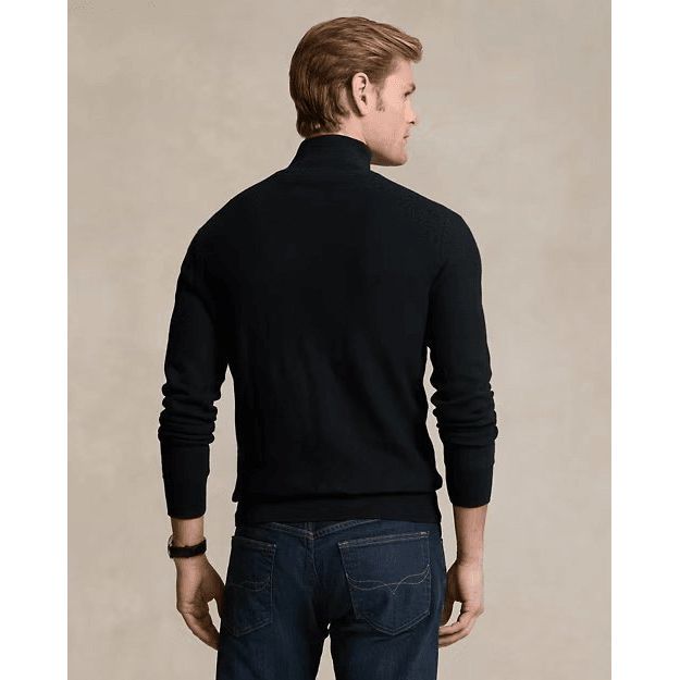 RALPH LAUREN Mesh-Knit Cotton Quarter-Zip Jumper