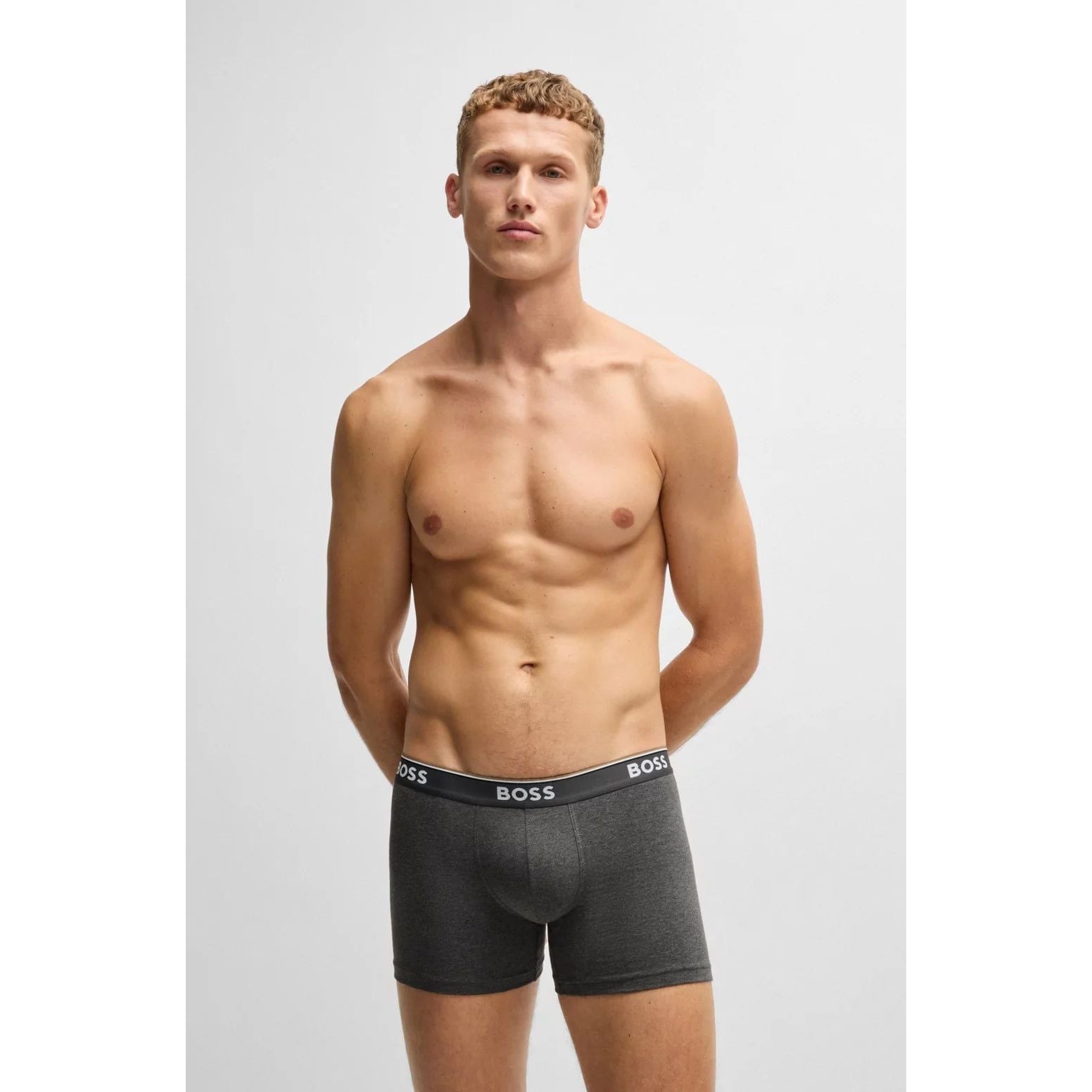 BOSS THREE-PACK OF STRETCH-COTTON BOXER BRIEFS WITH LOGOS