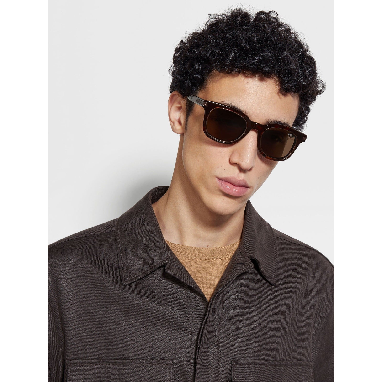 ZEGNA RED HAVANA ACETATE SUNGLASSES