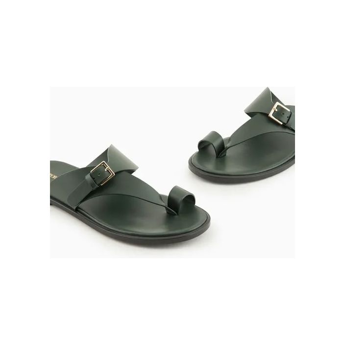 EMPORIO ARMANI LEATHER FLIP-FLOP SANDALS WITH BUCKLE