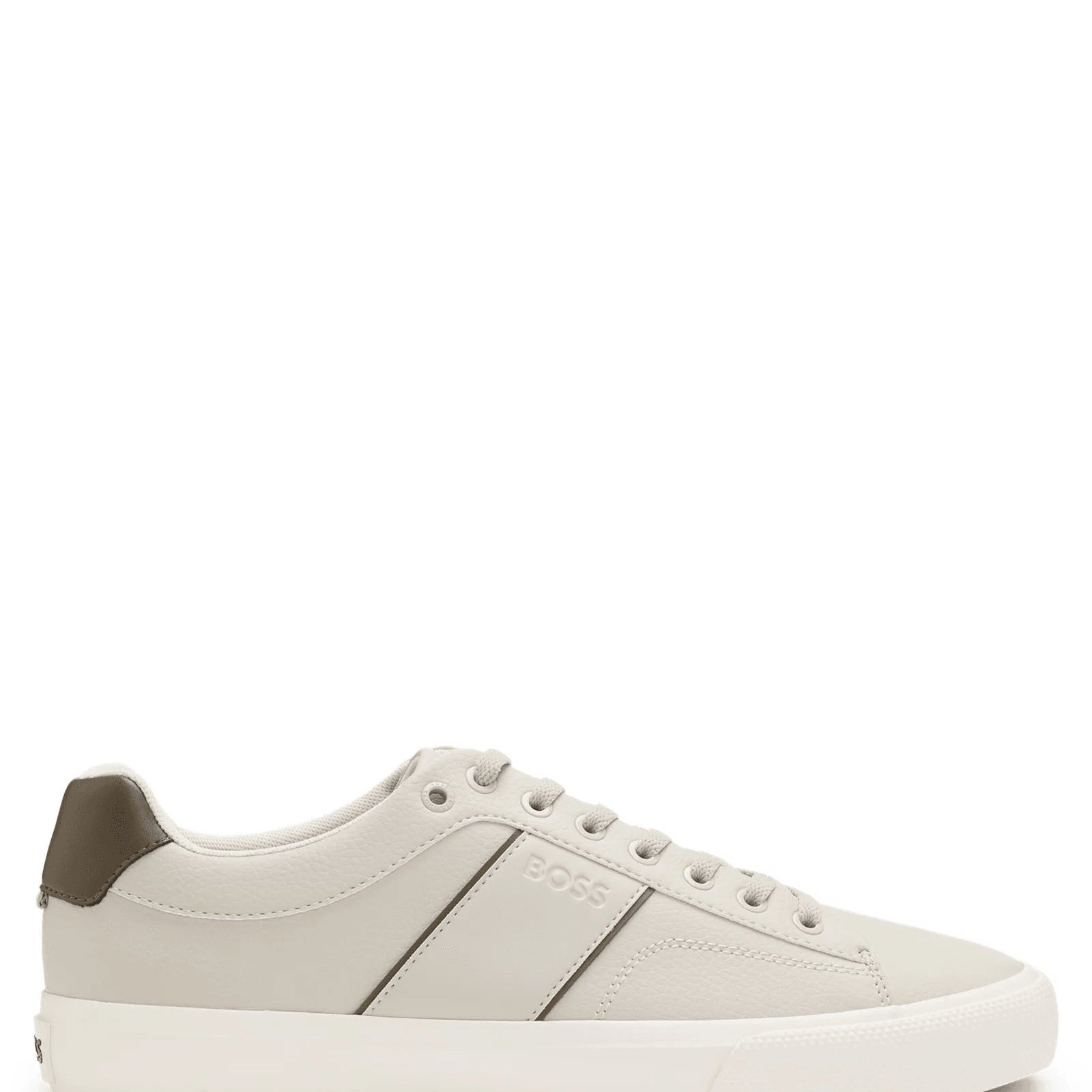 BOSS Faux-leather trainers with plain and grained textures