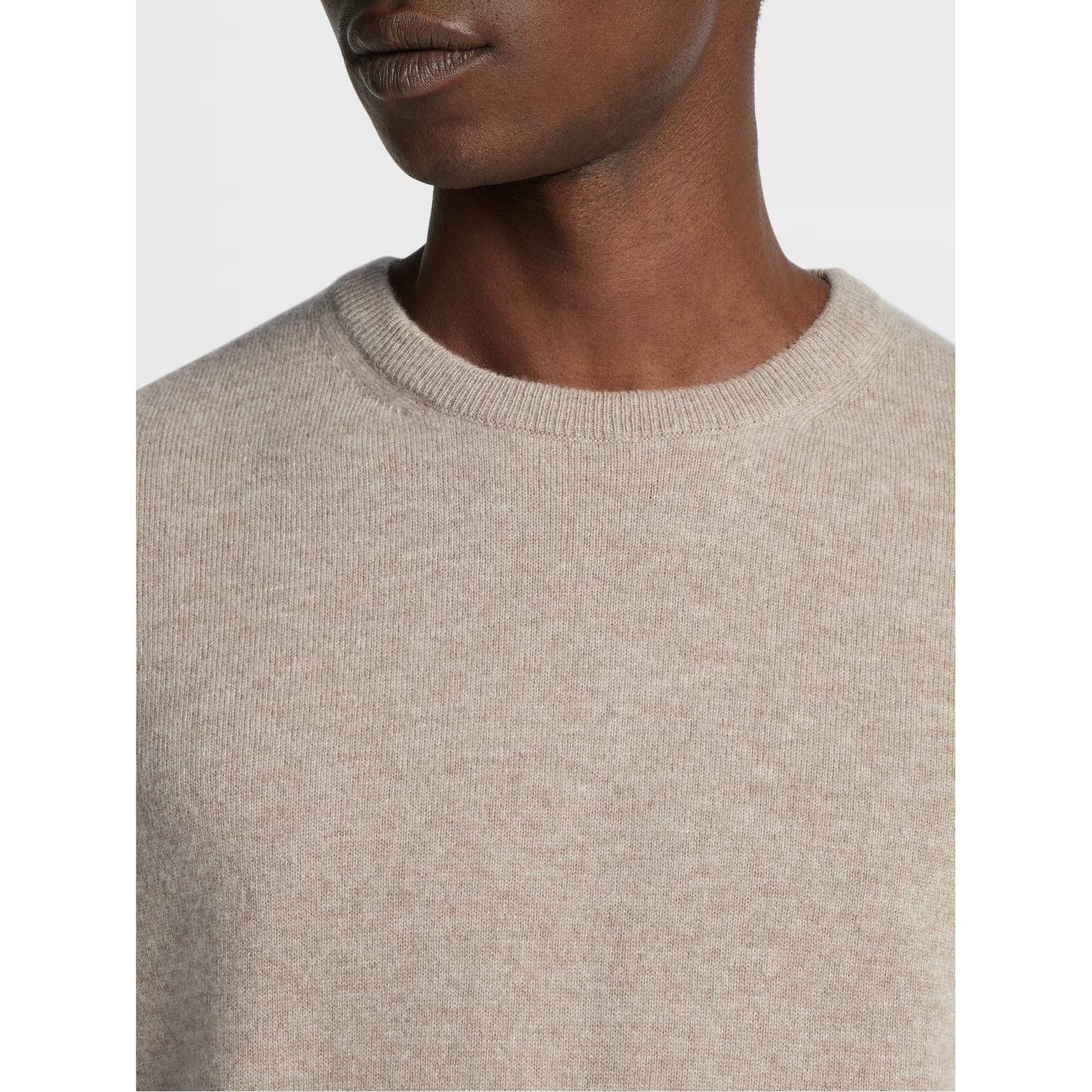 ZEGNA Light Taupe Oasi Cashmere Crewneck