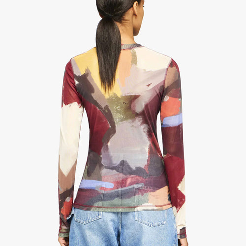 Load image into Gallery viewer, JW Anderson &#39;ABSTRACT&#39; PRINT - SHEER LONG SLEEVE TOP
