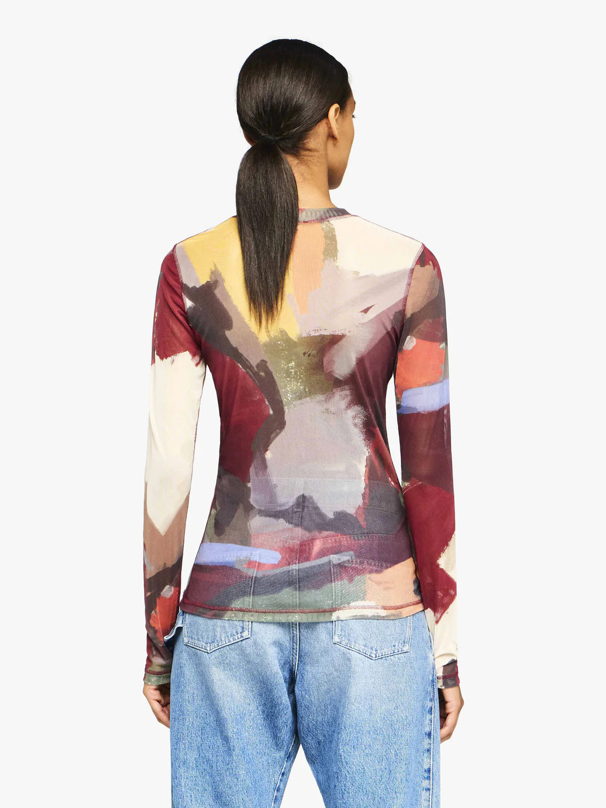 JW Anderson 'ABSTRACT' PRINT - SHEER LONG SLEEVE TOP