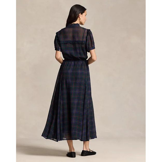 RALPH LAUREN Ruffle-Trim Plaid Dress