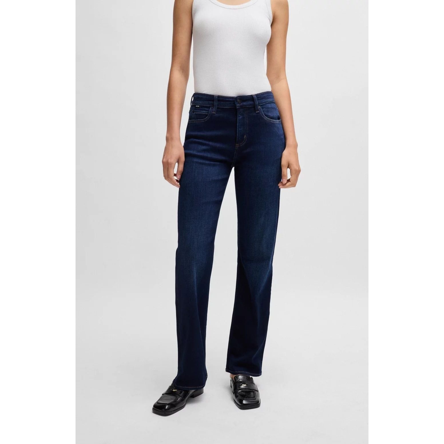 BOSS STRAIGHT-FIT JEANS IN BLUE STRETCH DENIM