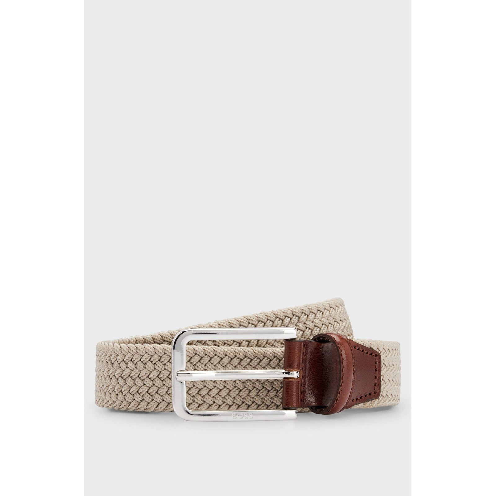 BOSS WOVEN BELT WITH LEATHER FACINGS