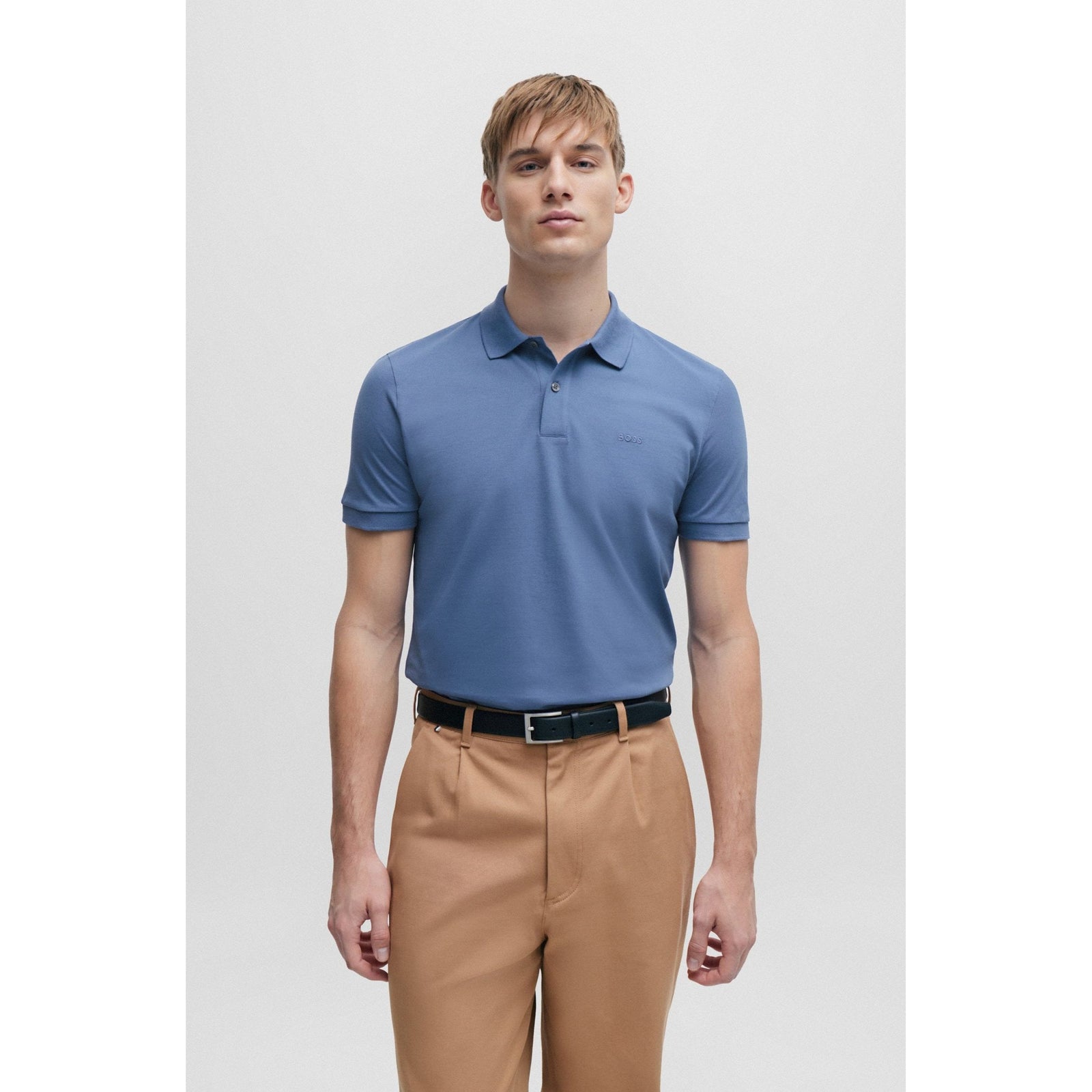 BOSS PALLAS COTTON POLO SHIRT WITH EMBROIDERED LOGO