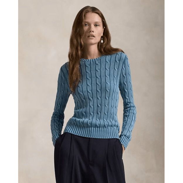 RALPH LAUREN Elbow-Patch Cable-Knit Cotton Jumper