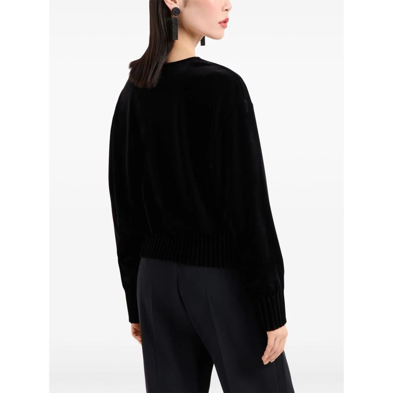 EMPORIO ARMANI buttoned-shoulder velvet effect jumper