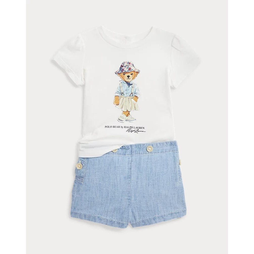 POLO RALPH LAUREN POLO BEAR COTTON TEE & SHORT SET